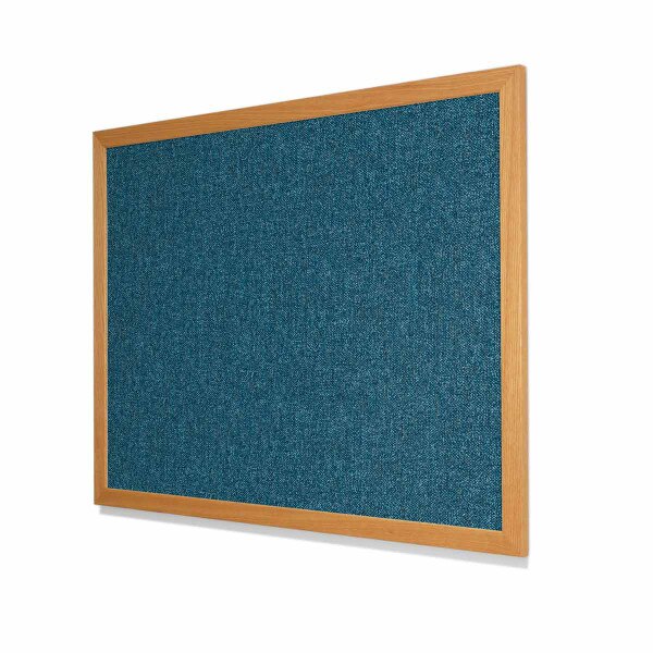 Type II Woven Vinyl Koroseal Linden II Ocean Cork Board with Red Oak Frame